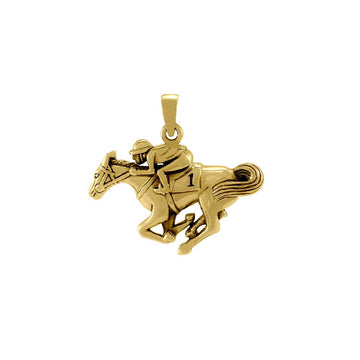 Horse racing Solid Gold Pendant GPD5825 - Jewelry